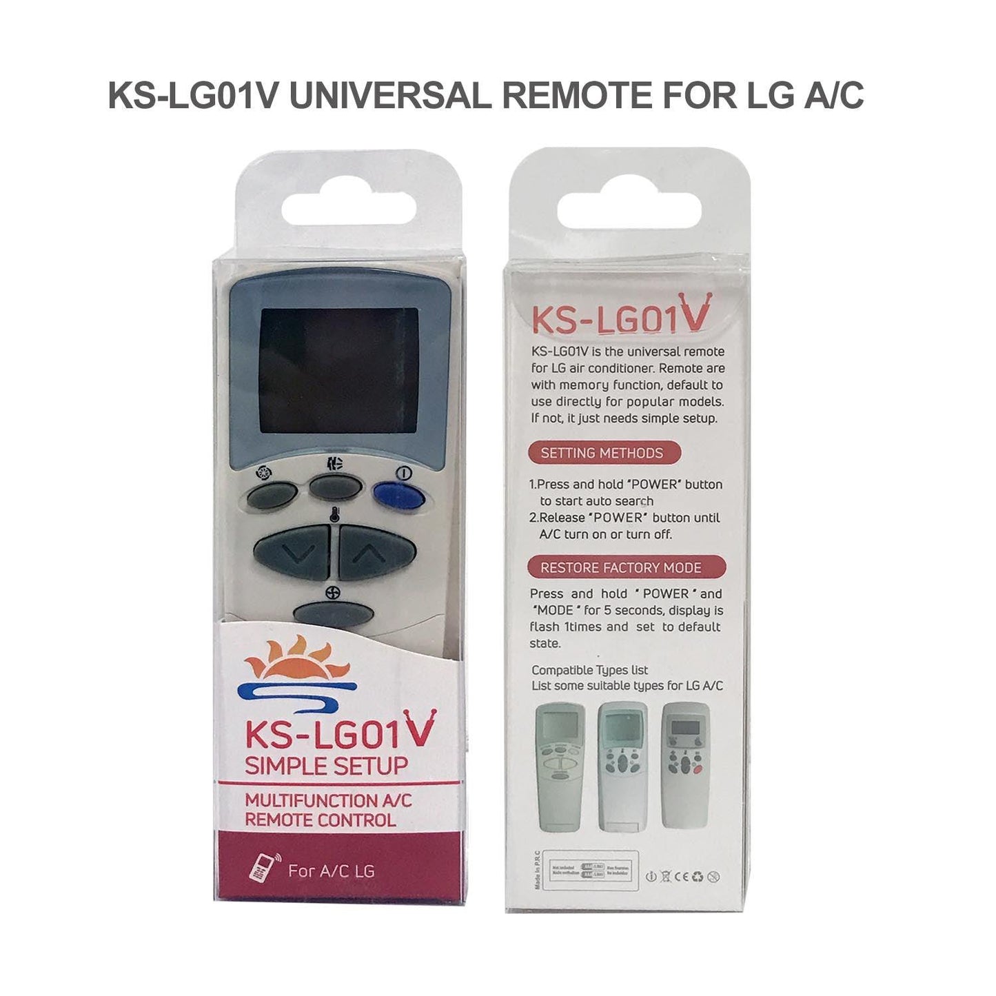 KS-LG01V Universal AC Remote Control For LG Air Conditioners, With Same Functions as Original Devices