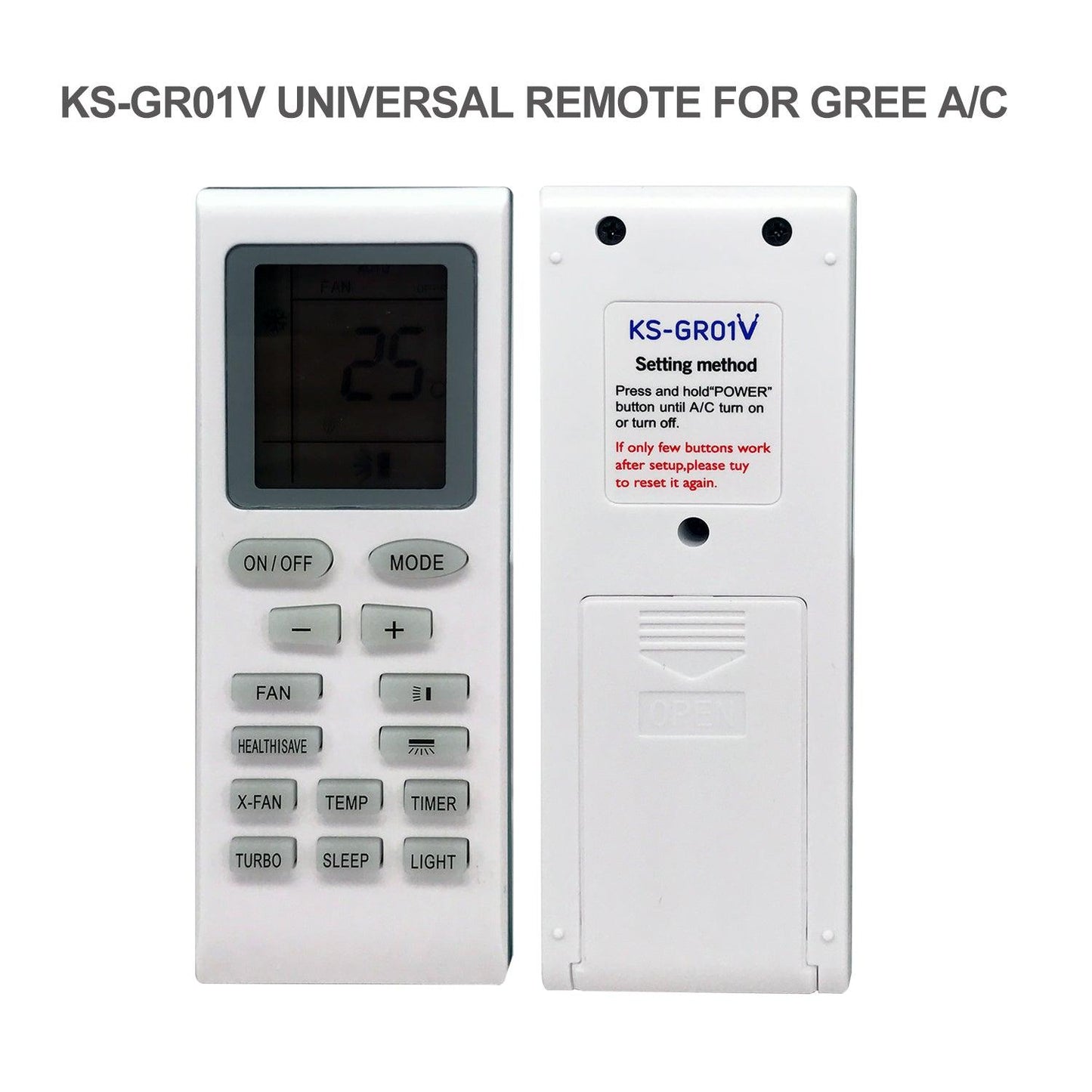 GR01V Universal Remote Control for Tosot, Kinghome, Gree/Gree Vita Air Conditioner & Heat Pump Air Conditioner, Auto Code Searching, Pairs with Multiple Models