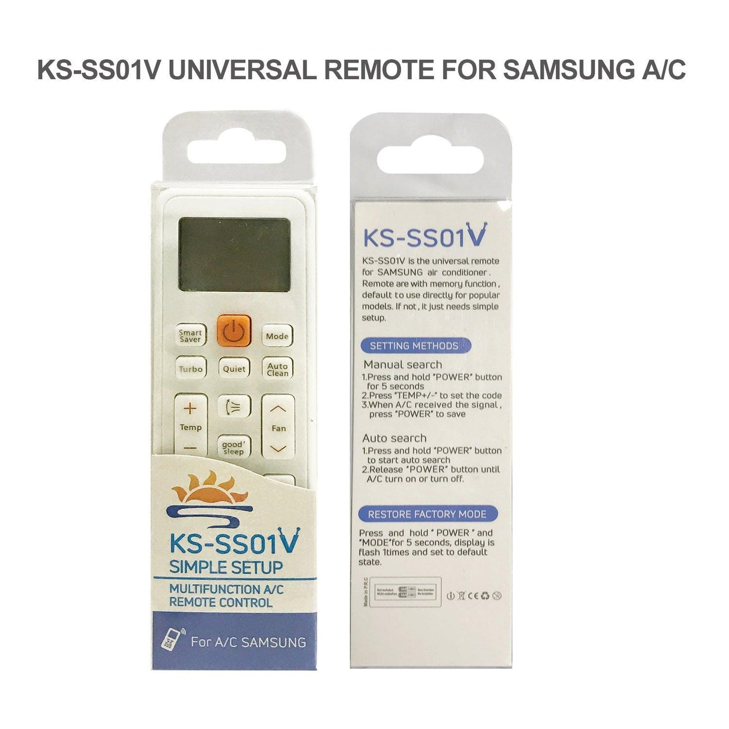 KS-SS01V Air Conditioner AC Remote Control For Samsung, With Same Functions As Original Devices