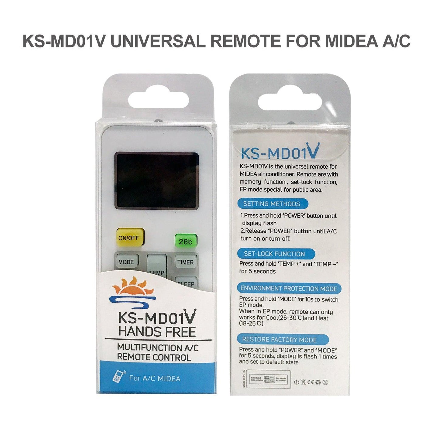 MD01V Universal AC Remote Control For MDV Air Conditioner & Midea Air Conditioner, Auto Code Searching for Most Models