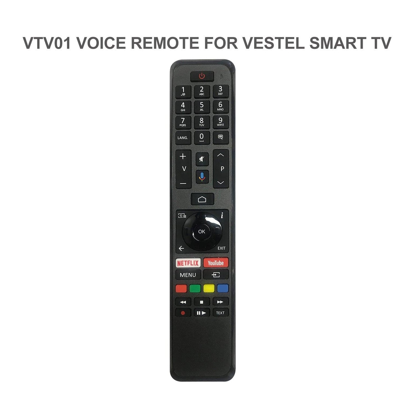 VTV01 Replace RC43161 Remote Control for VESTEL Smart LED LCD TV with Netflix Voice Function