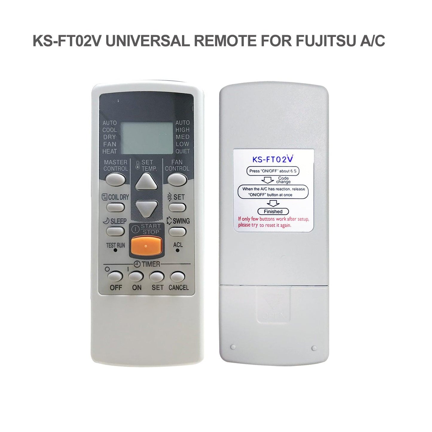 KS-FT02V Universal AC Remote Control For Fujitsu Air Conditioners, With Same Functions as Original Device