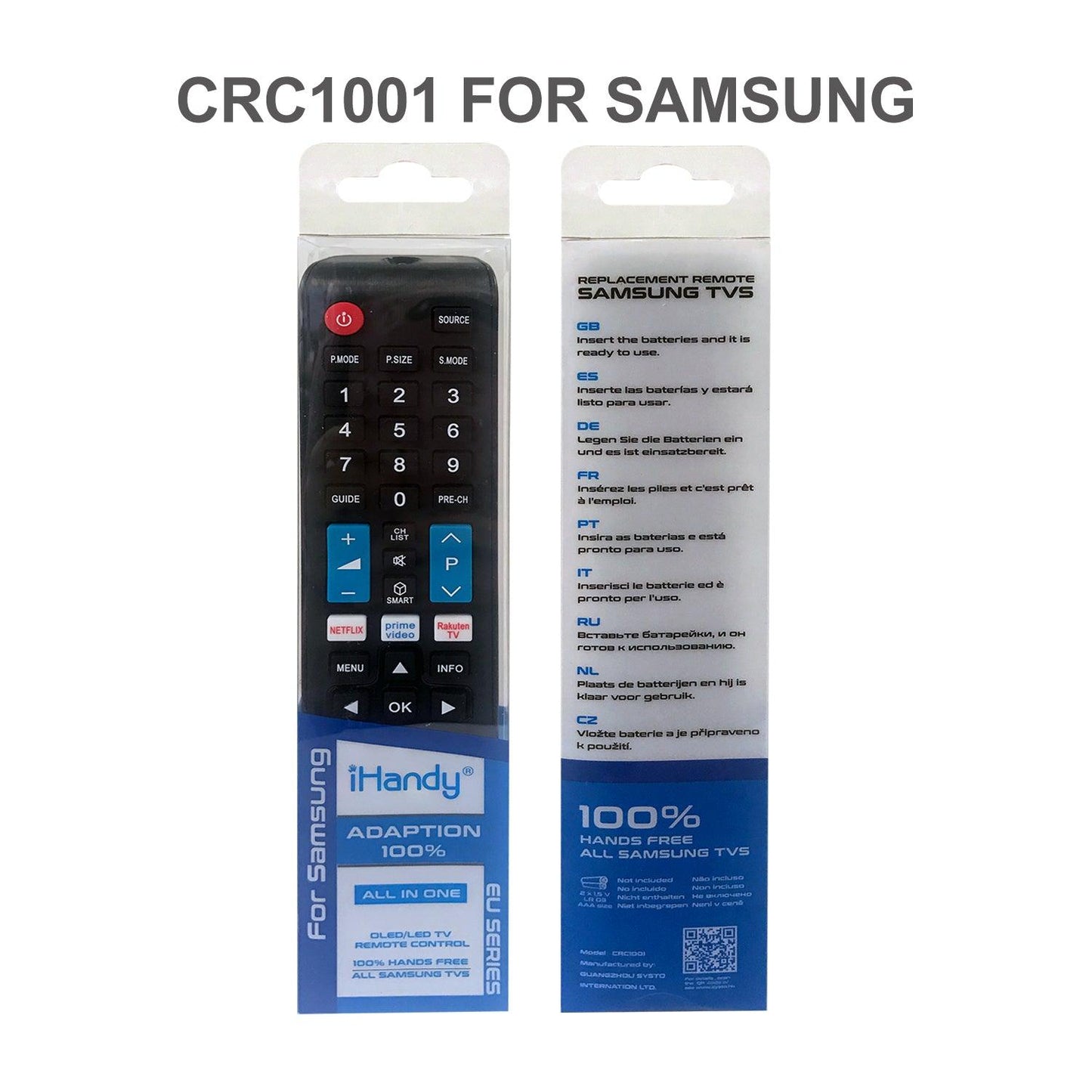 CRC1001 iHandy All-In-One Universal TV Remote Control For Samsung TV, Works With Most BN59/ AA59 Series Models