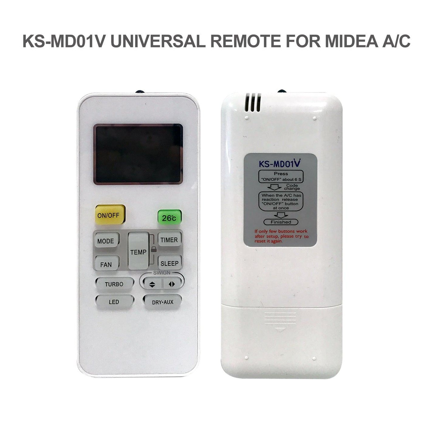 MD01V Universal AC Remote Control For MDV Air Conditioner & Midea Air Conditioner, Auto Code Searching for Most Models