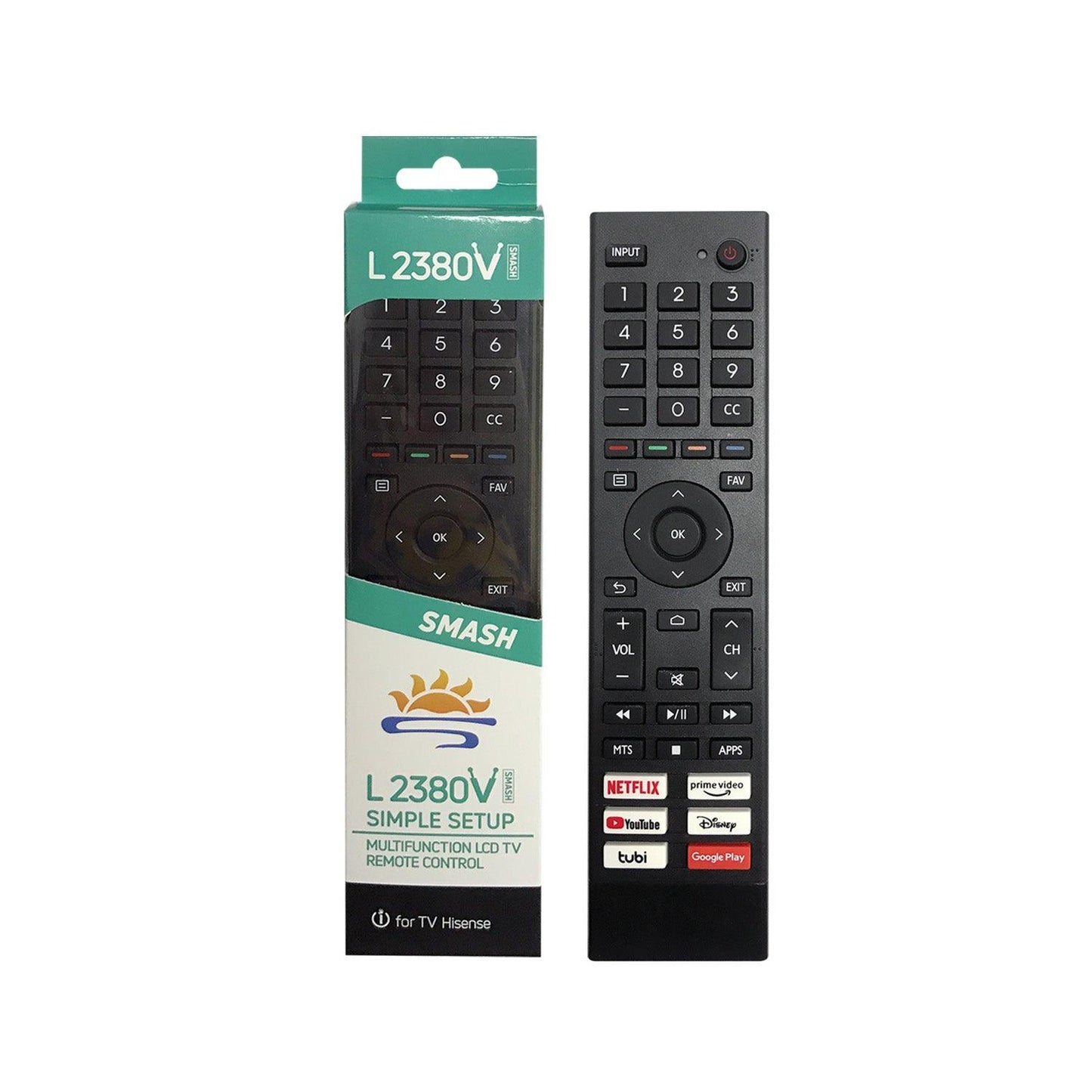 L2380V Remote Control For All Hisense TV, Replacement Remote Control For EN2A/B/C/D/G Series, EN3392 Series, ERF2A60 And More