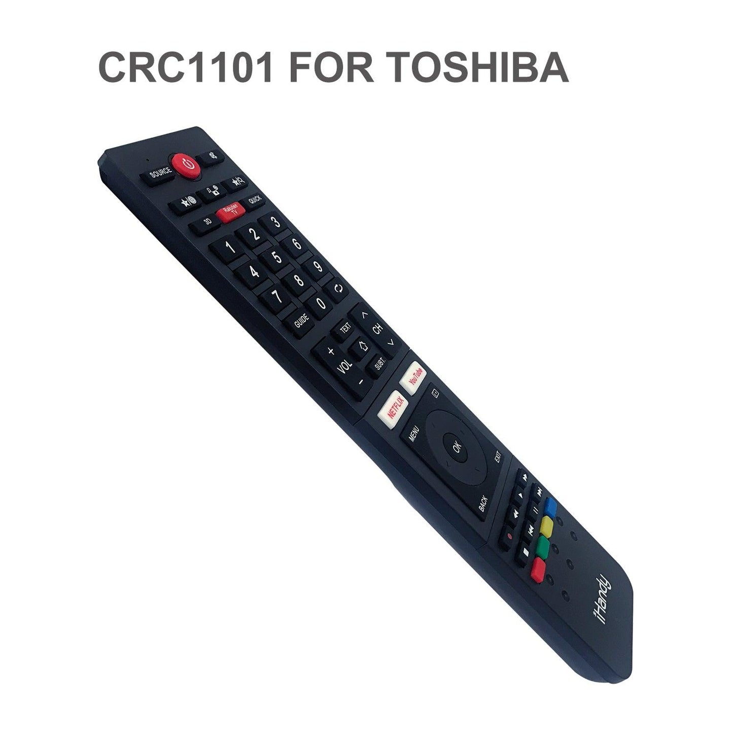 CRC1101 Newest Shape Universal Remote Control Replace for Toshiba TV Remote and All Toshiba TV Replacement for LCD LED HDTV Smart TVs Remote CT-90325