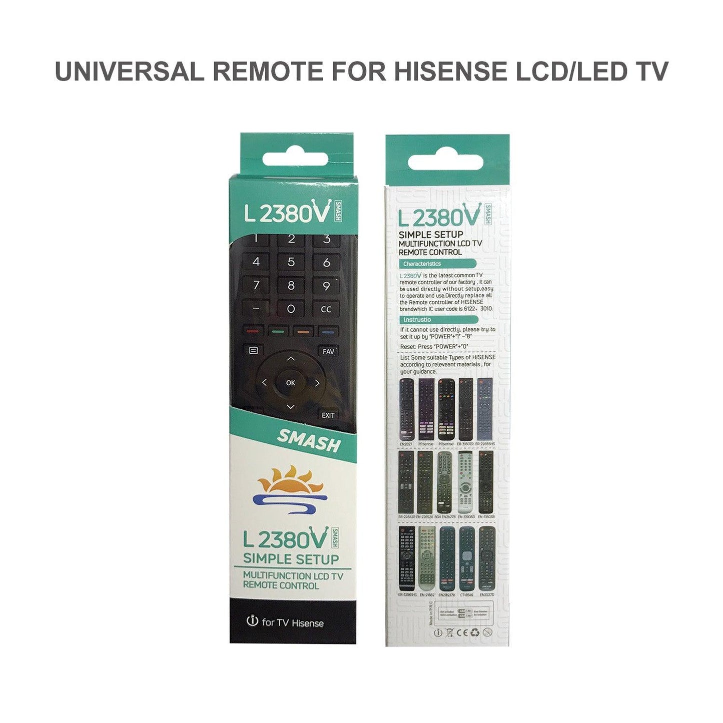 L2380V Remote Control For All Hisense TV, Replacement Remote Control For EN2A/B/C/D/G Series, EN3392 Series, ERF2A60 And More