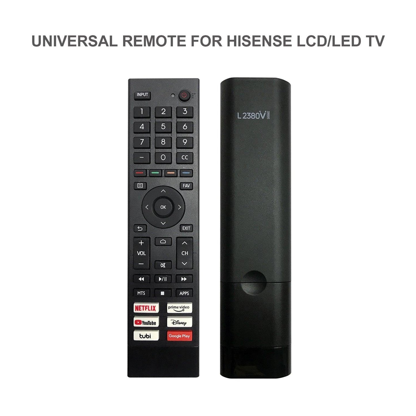 L2380V Remote Control For All Hisense TV, Replacement Remote Control For EN2A/B/C/D/G Series, EN3392 Series, ERF2A60 And More