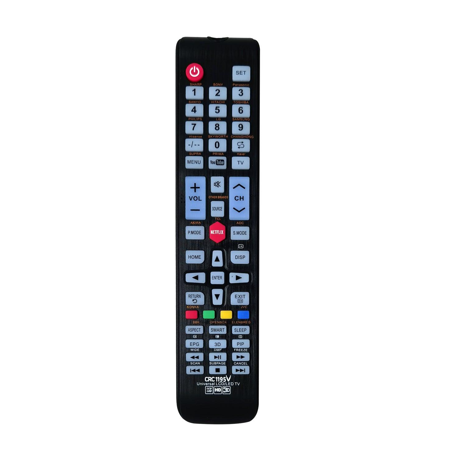 CRC1195V Universal TV Remote Control For LG, Samsung, Sony, Hisense, Panasonic, Philips, Sharp, Sanyo, Toshiba, Hitachi, TCL