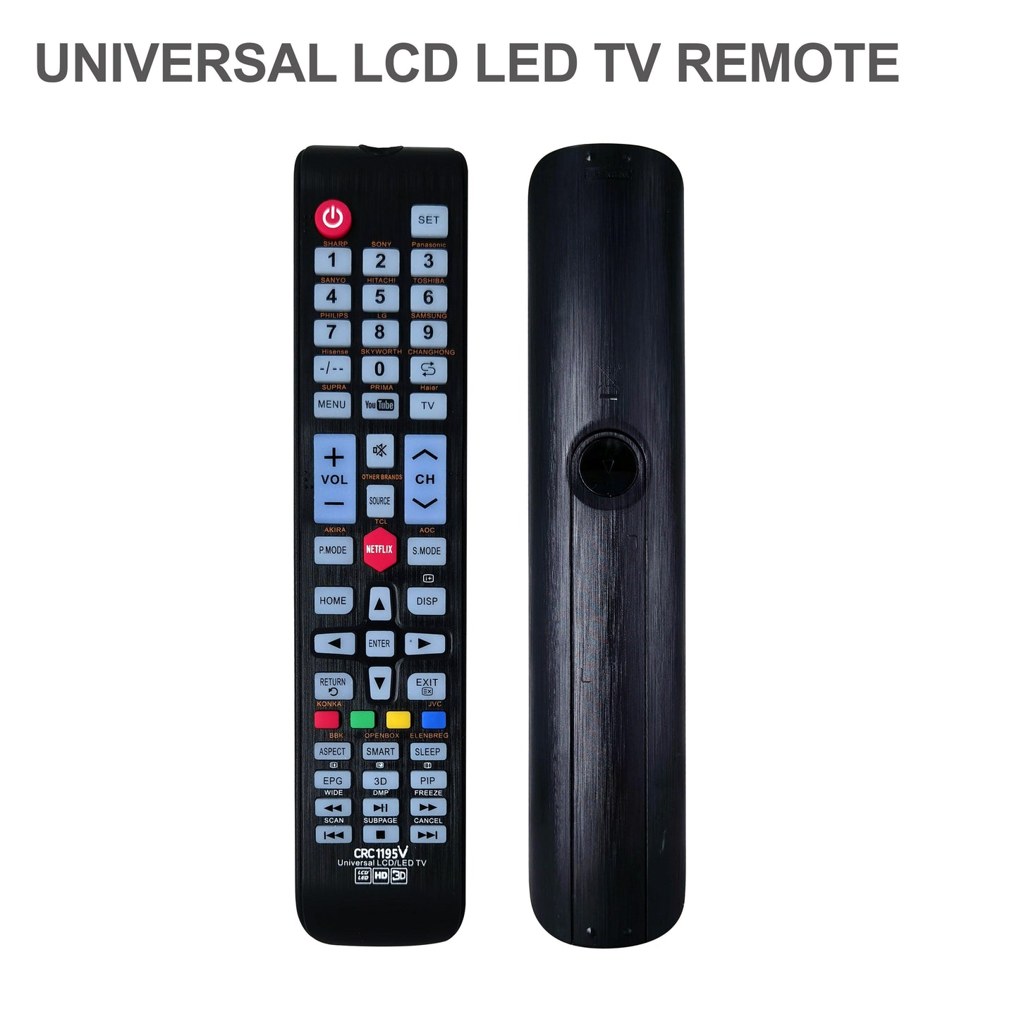 CRC1195V Universal TV Remote Control For LG, Samsung, Sony, Hisense, Panasonic, Philips, Sharp, Sanyo, Toshiba, Hitachi, TCL