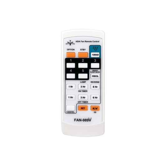 FAN-989V Ceiling Fan Universal Remote Control, For Midea, Panasonic, Elmark KDK and More