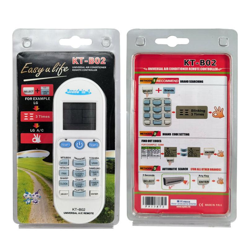 KT-B02 Universal Air Conditioner AC Remote Control, For Mitsubishi Toshiba Hitachi Fujitsu Carrier Daewoo LG Sharp Samsung Electrolux York Sanyo Midea Haier etc.