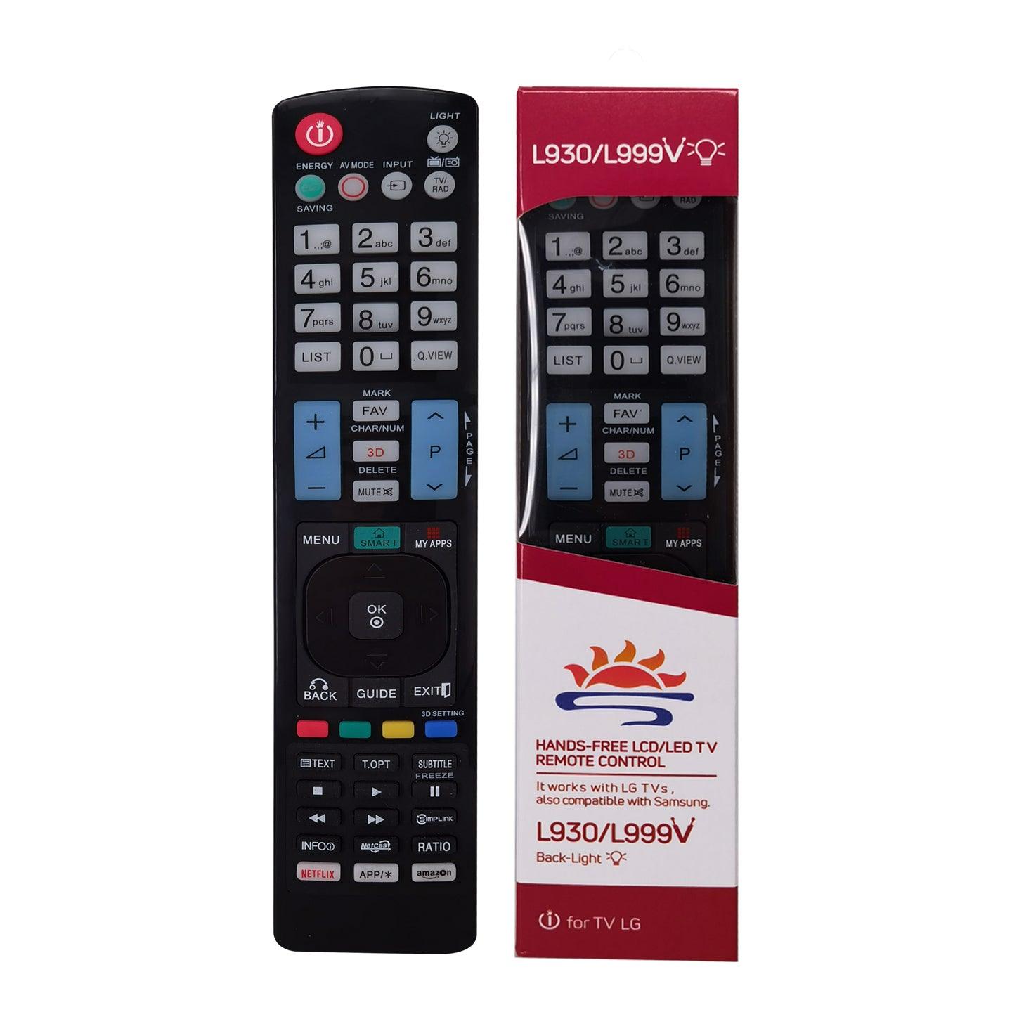 L930/L999V Universal TV Remote Control For LG TV, UN, ZX, WX, GX, CX, BX, NANO Series, Replacement Device For AKB Series