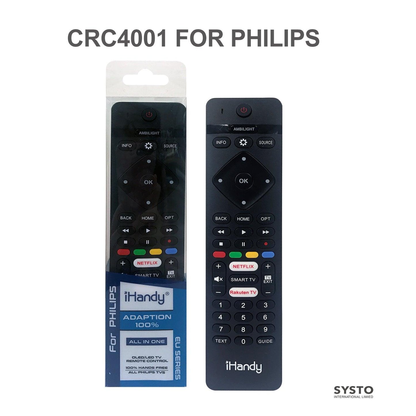 CRC4001 Universal TV Remote Control Work with Philips LCD LED HDTV 3D TVs