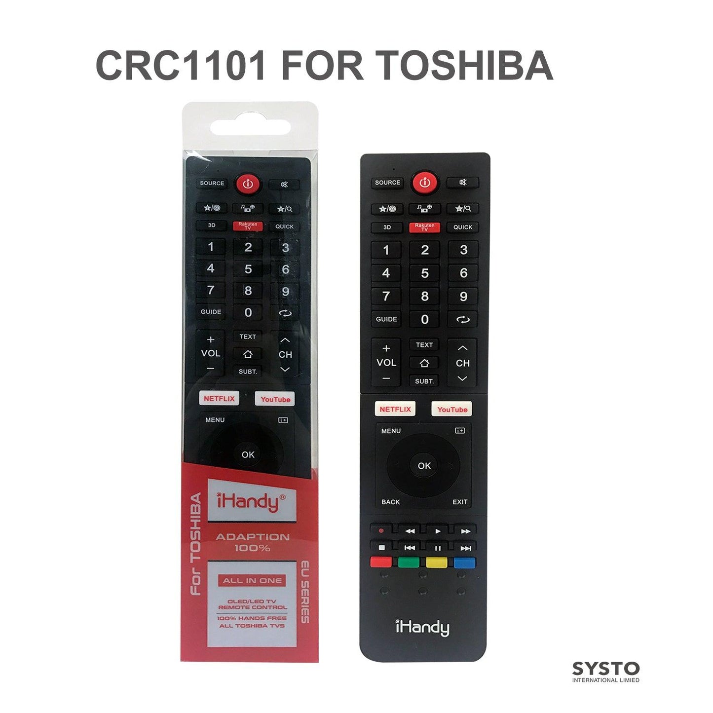 CRC1101 Newest Shape Universal Remote Control Replace for Toshiba TV Remote and All Toshiba TV Replacement for LCD LED HDTV Smart TVs Remote CT-90325