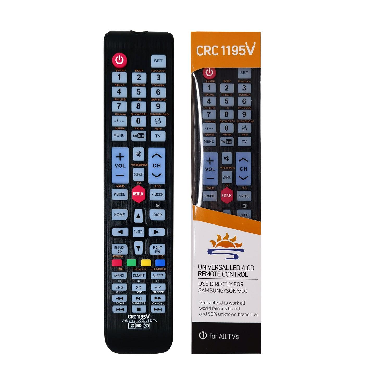 CRC1195V Universal TV Remote Control For LG, Samsung, Sony, Hisense, Panasonic, Philips, Sharp, Sanyo, Toshiba, Hitachi, TCL